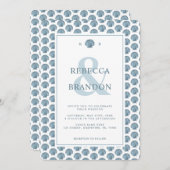 沿岸シーシェルパターンモノグラムQRコード結婚ズ 招待状 (正面/裏面)