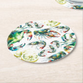 沿岸シーフードボイルラウンド紙コースター ラウンドペーパーコースター (アングル)