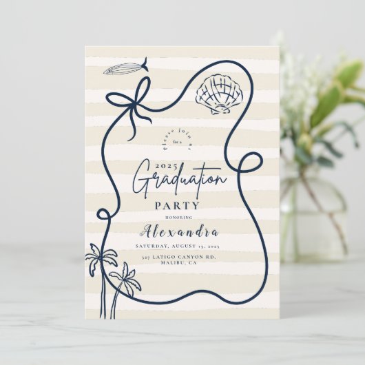 沿岸スケッチ波状枠卒業 招待状 (スタンド正面)