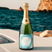 沿岸スタイリッシュエレガントターコイズ海波 スパークリングワインラベル