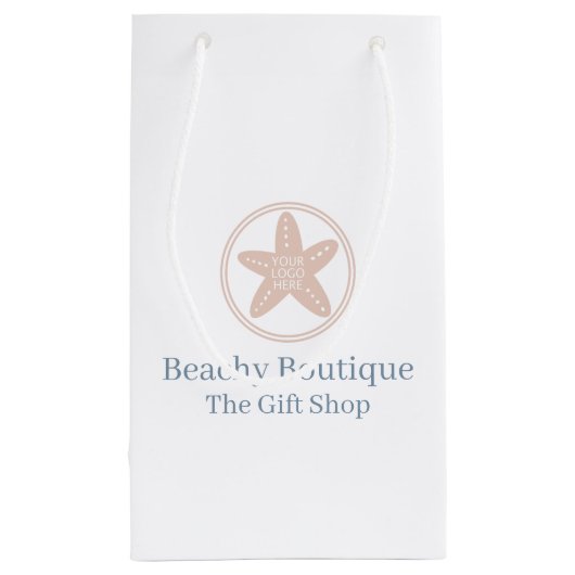 沿岸スタイルあなたのロゴエレガントビーチ事業 スモールペーパーバッグ (裏面)