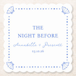 沿岸スタイルのブルー カスタマイズ リハーサル ディナー ペーパーコースター