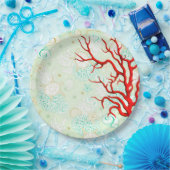 沿岸スタイル美ターコイズ紅珊瑚 ペーパープレート (パーティー)
