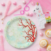 沿岸スタイル美ターコイズ紅珊瑚 ペーパープレート (パーティー)