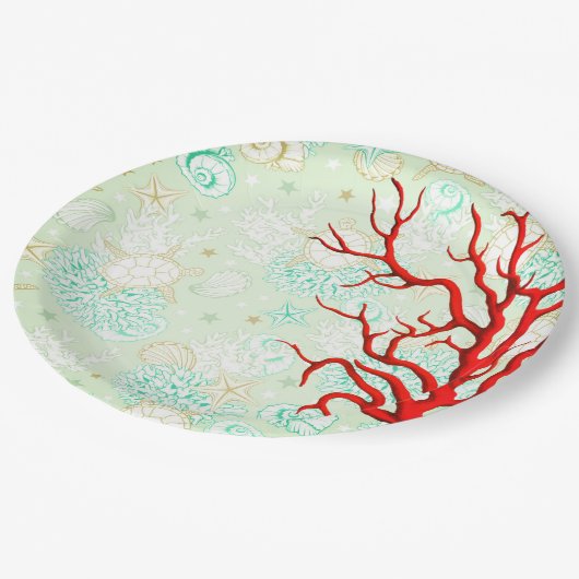 沿岸スタイル美ターコイズ紅珊瑚 ペーパープレート (アングル)