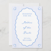 沿岸ストライプの指定席結婚の青い標識 ノートカード (正面)