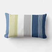 沿岸ストライプの青と白 ランバークッション (正面)