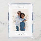 沿岸ストライプ縁ど |クリスマスフォトシルバー 箔シーズンカード (正面)