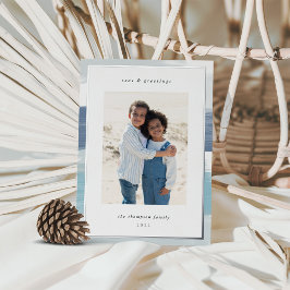 沿岸ストライプ縁ど |クリスマスフォトシルバー 箔シーズンカード