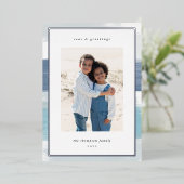 沿岸ストライプ縁ど |クリスマスフォトシルバー 箔シーズンカード (立ち正面)