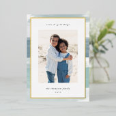 沿岸ストライプ縁ど |クリスマスフォト金ゴールド 箔シーズンカード (立ち正面)