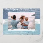 沿岸ストライプ |クリスマスフォト 箔シーズンカード (正面)