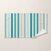 沿岸ストライプ、ラグーン、ブルー、ティール(緑がかった色)、砂 バスタオルセット (ハンドタオル)