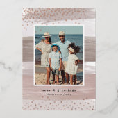 沿岸ストライプ |写真の縦型クリスマス 箔シーズンカード (正面)