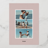 沿岸ストライプ |写真の縦型クリスマス 箔シーズンカード (裏面)