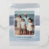 沿岸ストライプ |写真の縦型クリスマス 箔シーズンカード (正面)