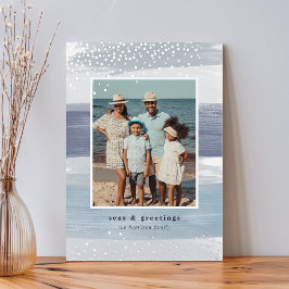 沿岸ストライプ |写真の縦型クリスマス 箔シーズンカード