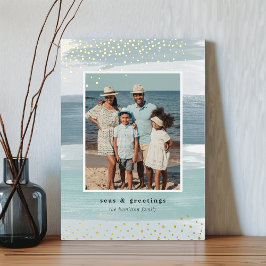 沿岸ストライプ |写真の縦型クリスマス 箔シーズンカード