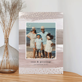 沿岸ストライプ |写真の縦型クリスマス 箔シーズンカード