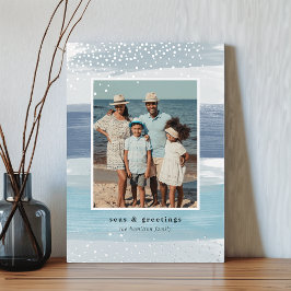 沿岸ストライプ |写真の縦型クリスマス 箔シーズンカード