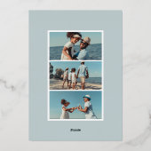 沿岸ストライプ |写真の縦型クリスマス 箔シーズンカード (裏面)