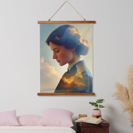 沿岸セレニティダブルエクスポージャー 吊り下げ型タペストリー (寝室)