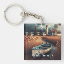 沿岸セレニティ：ライトハウスとローボート キーホルダー