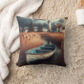 沿岸セレニティ：ライトハウスとローボート クッション (ブランケット)