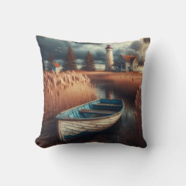 沿岸セレニティ：ライトハウスとローボート クッション