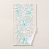 沿岸ターコイズ砂ビーチモノグラムタオルセット バスタオルセット (ハンドタオル)