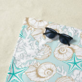 沿岸ターコイズ砂ビーチモノグラム ビーチタオル (インサイチュ)