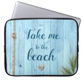 沿岸ターコイズ素朴ウッドビーチに連れて行く ラップトップスリーブ (正面)