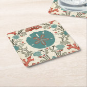 沿岸ダマスクI スクエアペーパーコースター (アングル)