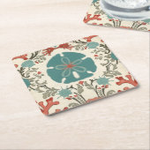 沿岸ダマスクII スクエアペーパーコースター (アングル)