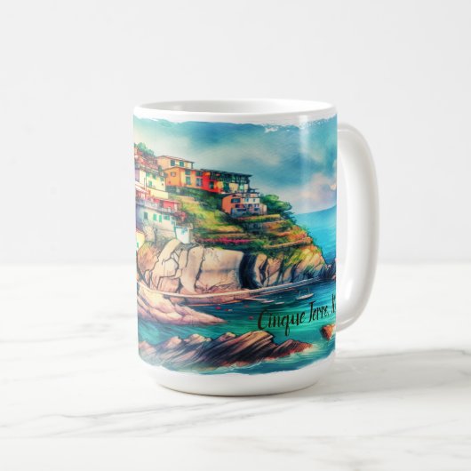 沿岸チャームシンクテレーイタリア水彩画 | コーヒーマグカップ (正面右)