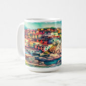 沿岸チャームシンクテレーイタリア水彩画 | コーヒーマグカップ (正面左)