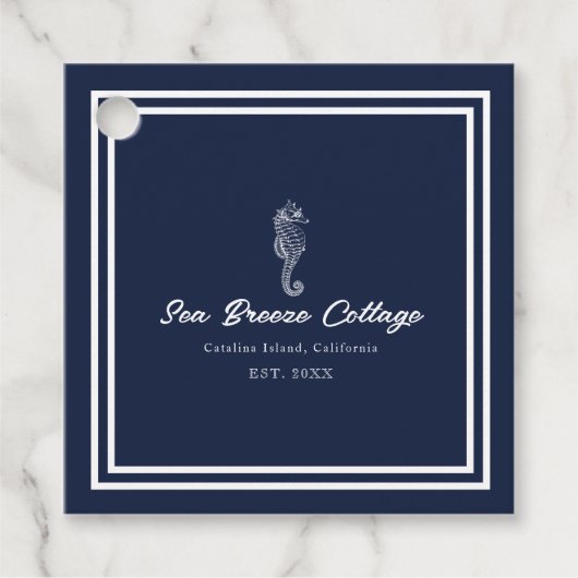 沿岸チャーム：青と白の航海の海馬 フェイバータグ (正面)