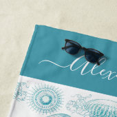 沿岸ティール（緑がかった色）ターコイズアクアクラゲ海生活 ビーチタオル (インサイチュ)