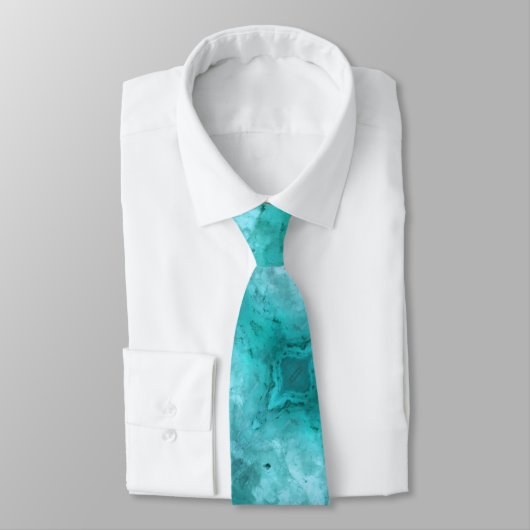 沿岸ティール（緑がかった色）ターコイズ抽象芸術フラクタルデザイン ネクタイ (タイ)
