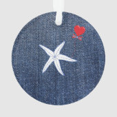 沿岸テーマバレンタインデー赤いハート&ヒトデ オーナメント (裏面)