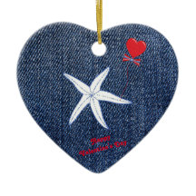 沿岸テーマバレンタインデー赤いハート&ヒトデ