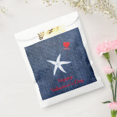 沿岸テーマバレンタインデー赤いハート&ヒトデ フェイバーバッグ (封をした状態)