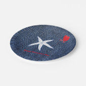 沿岸テーマバレンタインデー赤いハート&ヒトデ ペーパープレート (アングル)