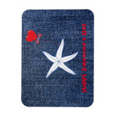 沿岸テーマバレンタインデー赤いハート&ヒトデ マグネット (縦)