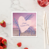 沿岸テーマパステルバレンタインピンクサンセットビーチ スタンダードカクテルナプキン (インサイチュ)