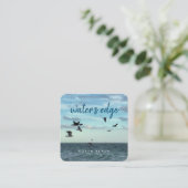 沿岸テーマ(カモメ、海、空、砂) スクエア名刺 (スタンド正面)