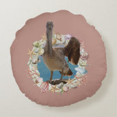 沿岸テーマ、シーシェル、ショアバード装飾用クッション ラウンドクッション (裏面)