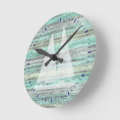 沿岸デコ素朴ール帆船 ラウンド壁時計 (傾斜)