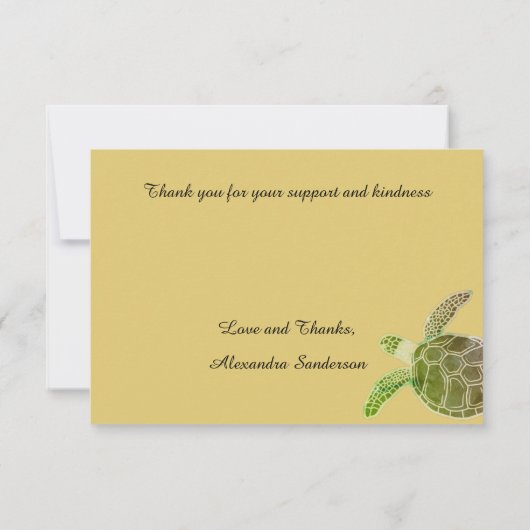 沿岸トロピカルグリーンのアカウミガメ サンキューカード (裏面)