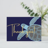 沿岸トロピカル ネイビーブルー アカウミガメ サンキューカード (スタンド正面)